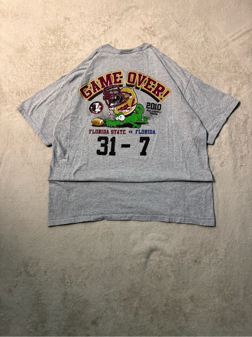 American Vintage Gray 'Game Over' Graphic Tee with Multicolor Print